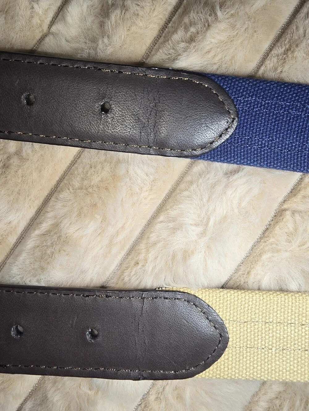 IZOD Boys Canvas Web Belts Lot 2 Size Small 22-24 Navy Khaki Brown Leather